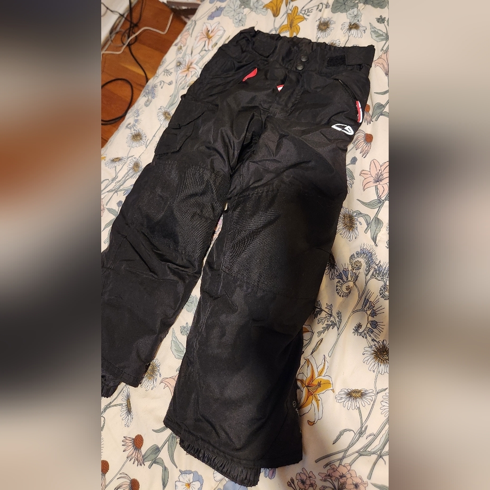 Black Snow Pants with Red Accents